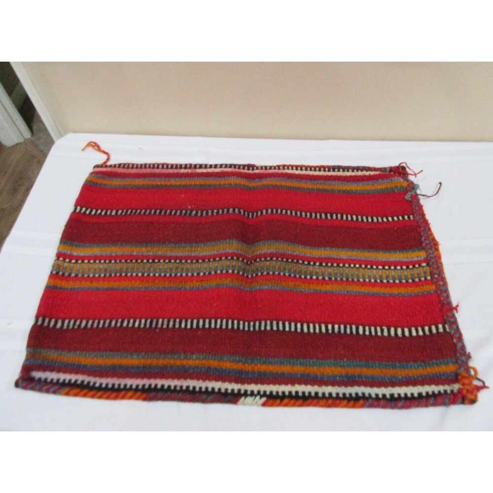 Vtg. Middle Eastern Woven Bag XL 26x18 "Multicolor Earthtones Striped Camel Boho